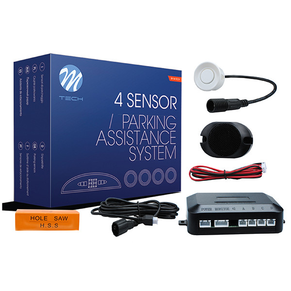 ΣΥΣΤΗΜΑ ΠΑΡΚΑΡΙΣΜΑΤΟΣ 4 ΜΑΤΙΑ 12V ΛΕΥΚΑ ΜΕ BUZZER ΜΕ ΔΙΑΙΡΟΥΜΕΝΟΥΣ ΑΙΣΘΗΤΗΡΕΣ 21,5mm